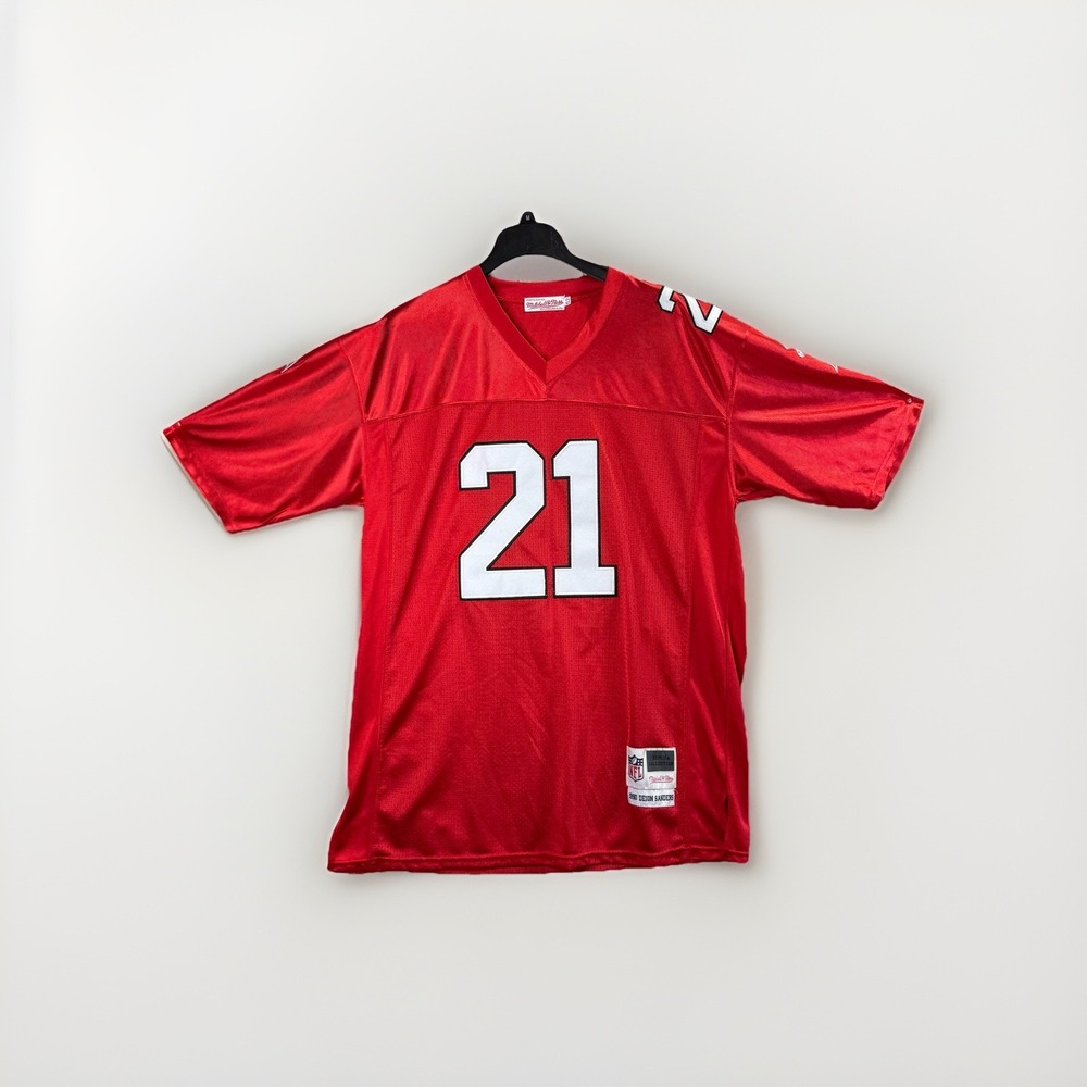 Mitchell Ness 1990 Atlanta Falcons Deion Sanders Red Jersey 52 Replica Vintage‎